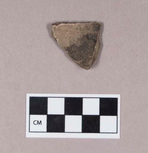 Ceramic, earthenware body sherd, incised, shell-tempered