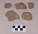 Ceramic, earthenware body sherds, cord-impressed, some grit-tempered, some shell-tempered