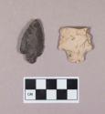 Chipped stone, projectile point and point fragment, stemmed