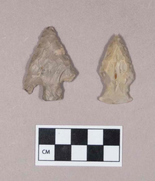 Chipped stone, projectile points, side-notched and corner-notched