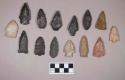 Chipped stone, projectile points, stemmed, side-notched, corner-notched, triangular, and ovate
