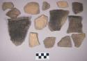 Ceramic, earthenware body and rim sherds, cord-impressed, shell-tempered