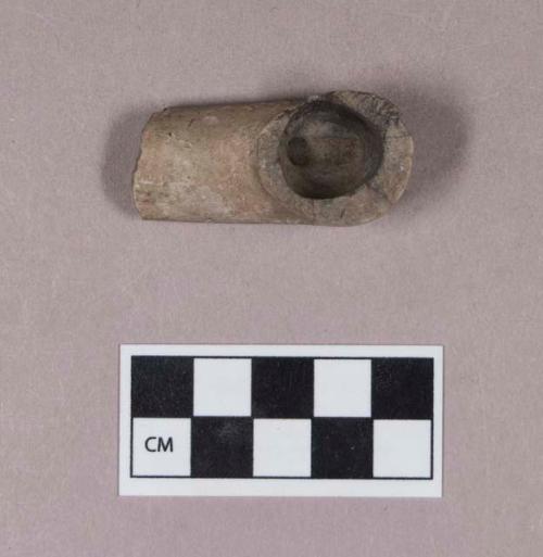 Ceramic, earthenware pipe bowl and stem fragment, undecorated