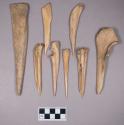 Worked animal bone awls and awl fragments