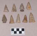 Chipped stone, projectile points, triangular and side-notched