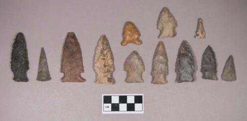 Chipped stone, projectile points, triangular, corner-notched, and side-notched