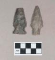 Chipped stone, projectile points, stemmed and side-notched