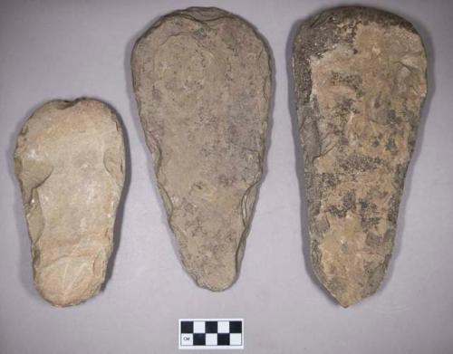Ground stone, adzes, chipped along edges, ground at end