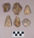 Chipped stone, projectile points, triangular; chipped stone, chipping debris, some with cortex