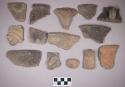 Ceramic, earthenware rim, body, and handle sherds