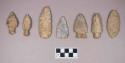 Chipped stone, projectile points, ovate, triangular, corner-notched, and stemmed