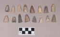 Chipped stone, projectile points, triangular and lanceolate