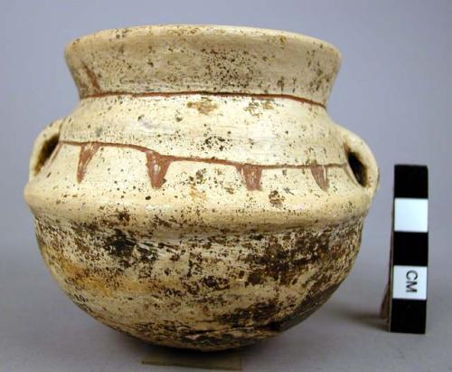 White slip, ruddy paste pottery vessel - broken