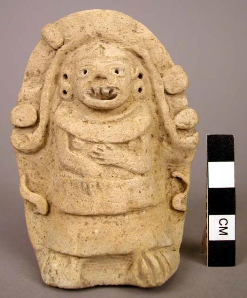 Terracotta figurine - eyes and mouth painted blue (violet ink painted over)