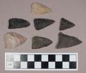 Chipped stone, triangular and lanceolate bifaces