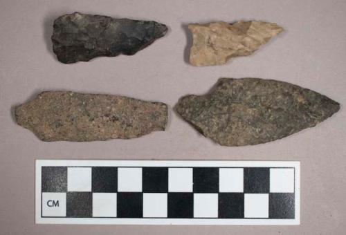 Chipped stone, triangular and stemmed bifaces