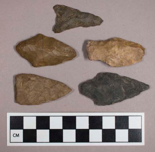 Chipped stone, stemmed, triangular, and ovate bifaces