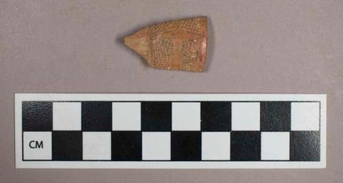 Ceramic, earthenware, pipe bowl fragment with punctate decoration