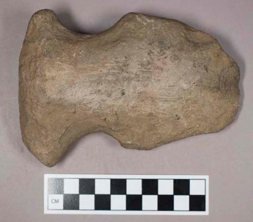 Ground stone, grooved axe with flat end