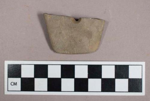 Ground stone, perforated gorget fragment