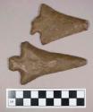 Chipped stone, stemmed triangular bifaces