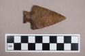 Chipped stone, straight base, stemmed triangular biface