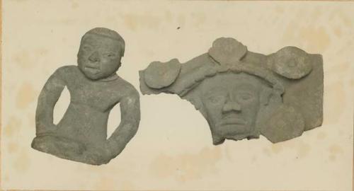 Stone figurine and object with face