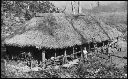 Peabody Museum expedition camp with George B. Gordon and George Shorkley on right