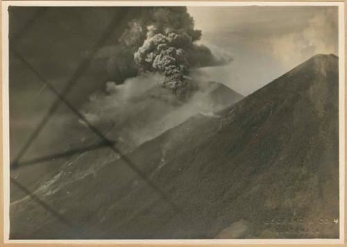 Volcán de Fuego erupting, aerial view