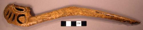 Whale bone trap pin 28 cm. l. curved shape (probably for marmot traps); carved