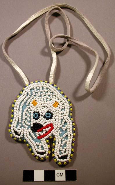 Pendant, beaded polar bear  figure