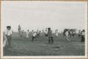 Ngobe-Bugle throwing sharpened balsa poles at opponents' ankles during Balseria