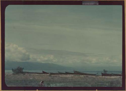 View of banked Ngobe-Bugle canoes