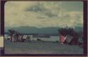 Ngobe-Bugle site at mouth of the Cricamola River, view of boat in river