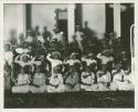 Group in three rows "dancing" in flashlighting