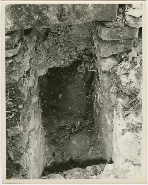 Bonampak, entrance to cave with stone lintel and jambs