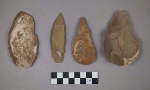 Flint bifaces, edged tools, cores, and flakes