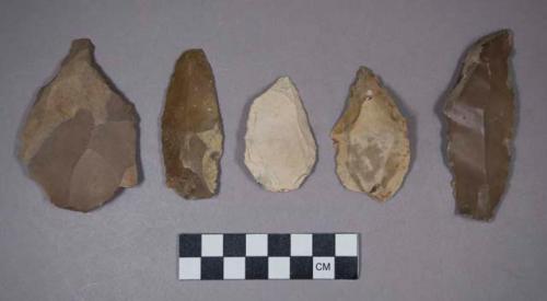 Flint flakes, blades, scrapers, and cores