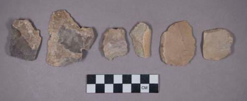 Flint flakes, blades, and chipping debris