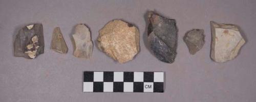 Flint flakes and chipping debris