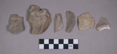 Flint chipping debris, flakes, and blades