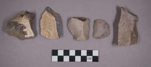 Flint flakes, cores, and utilized unmodified stone