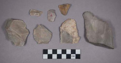 Flint flakes, cores, and chipping debris