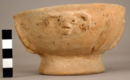 Pottery bowl with ring base - appliqe decoration