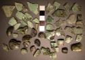 13 perforated segments of jade spheroid beads