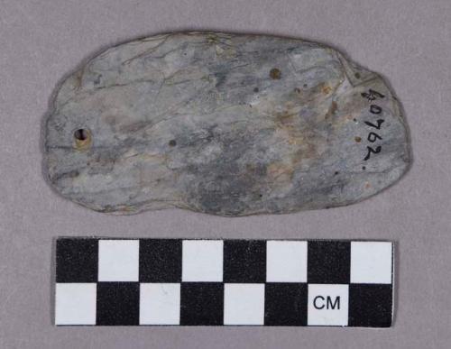 Ground stone, perforated stone, possible pendant