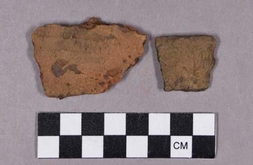 Ceramic, earthenware rim and body sherds, grit-tempered, dentate decorated
