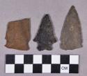 Chipped stone, projectile points, side-notched and bifurcate base
