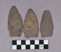 Chipped stone, projectile points, stemmed, triangular, and lanceolate