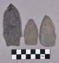 Chipped stone, bifaces and projectile points, includes side-notched, stemmed, lanceolate, and triangular